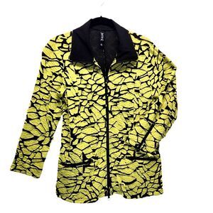 Berek Wearable Art Zippered Jacket w/Lime Yellow Laser Cut Applique MEDIUM